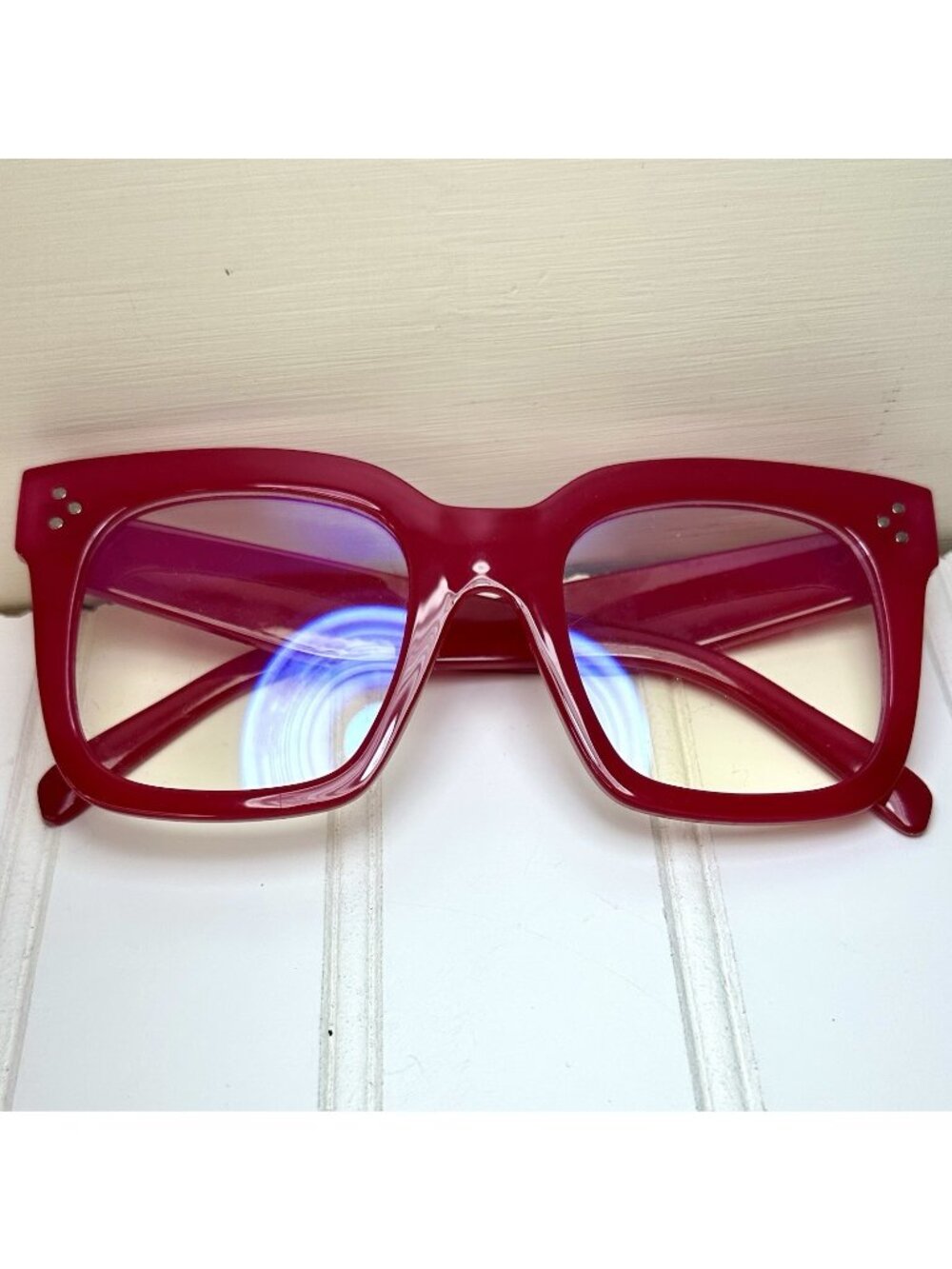 Pink Eyeglass Frames Large Square Eclectic Bright Summer Colorful Academia Beach